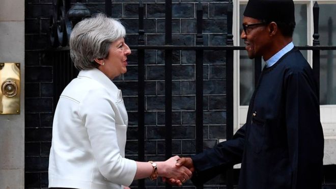 President Buhari, Theresa May, UK, LINKS