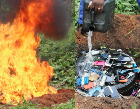 burnt phones, Ibadan Poly