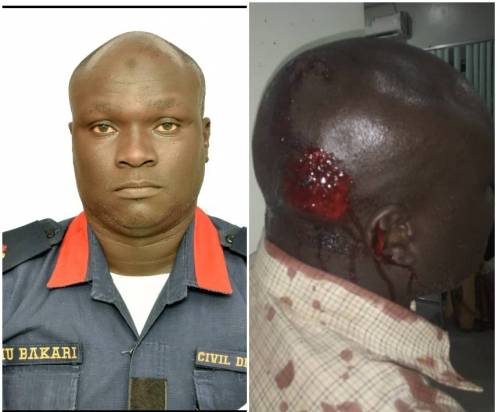 NSCDC Officer, Usman Bakari before and after Borno incident,
