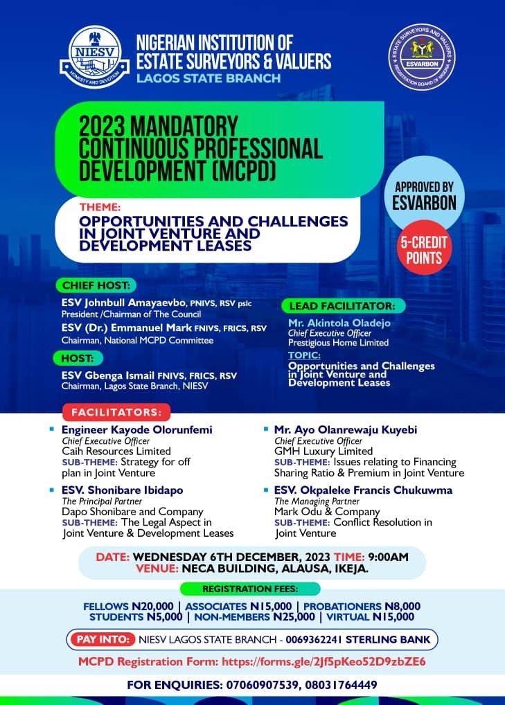 NIESV Lagos State Branch Unveils 2023 MCPD Event